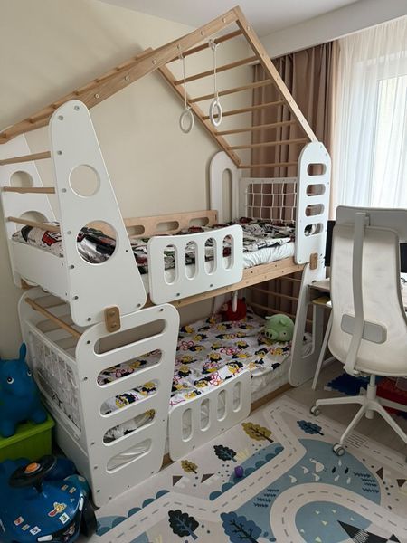Кровать 2 этажная Домик 800х1600 Белая 2ЛБ1 фото
