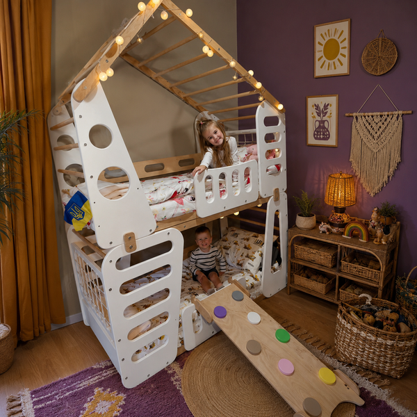Кровать 2 этажная Домик 800х1600 Белая 2ЛБ1 фото