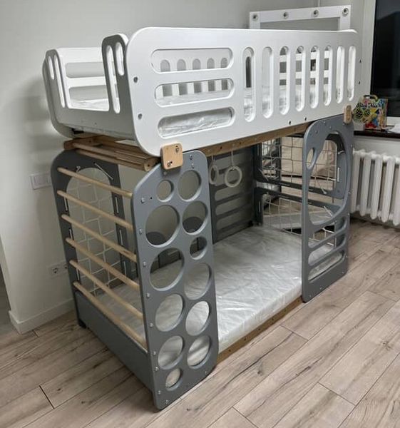 Кровать 2 этажная классическая PRO 800х1800 Белая + Серая 2ЛК2 фото