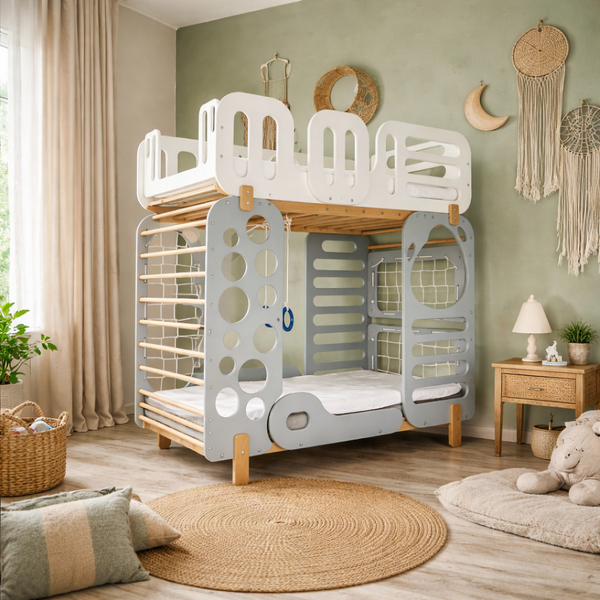 Кровать 2 этажная классическая PRO 800х1800 Белая + Серая 2ЛК2 фото